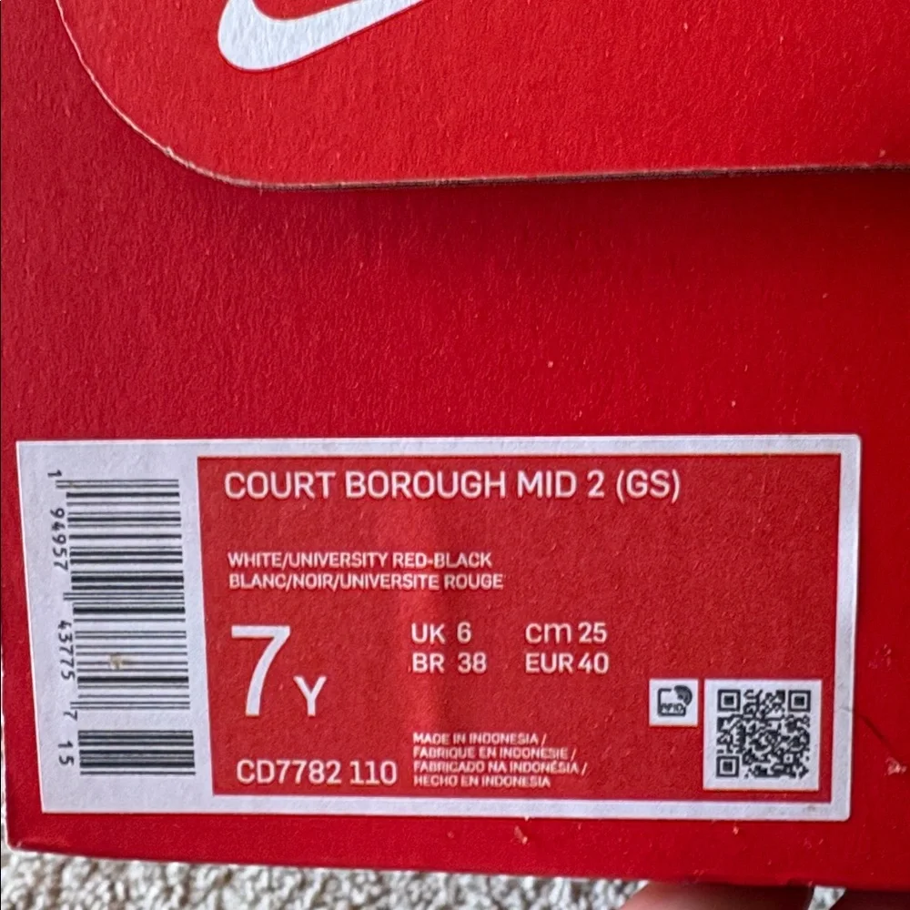 EUC NIKE: Court Borough Mid 2- Red and Black Basketball Sneakers EUC- Size 7Y